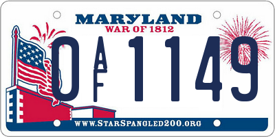 MD license plate 0AF1149