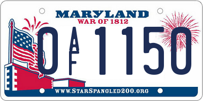 MD license plate 0AF1150