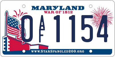 MD license plate 0AF1154
