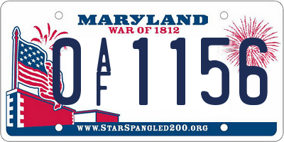 MD license plate 0AF1156