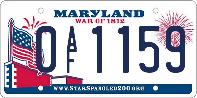 MD license plate 0AF1159