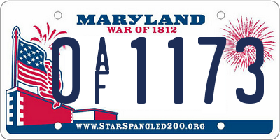 MD license plate 0AF1173