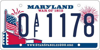 MD license plate 0AF1178