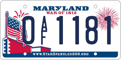 MD license plate 0AF1181