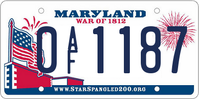 MD license plate 0AF1187