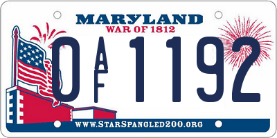 MD license plate 0AF1192