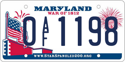 MD license plate 0AF1198