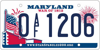 MD license plate 0AF1206