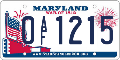MD license plate 0AF1215