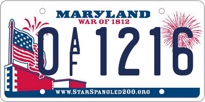 MD license plate 0AF1216