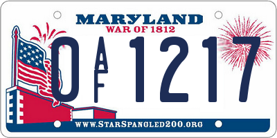 MD license plate 0AF1217