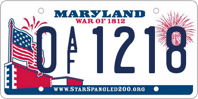MD license plate 0AF1218