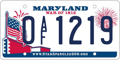 MD license plate 0AF1219