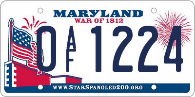 MD license plate 0AF1224