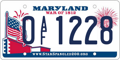 MD license plate 0AF1228