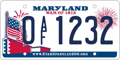 MD license plate 0AF1232