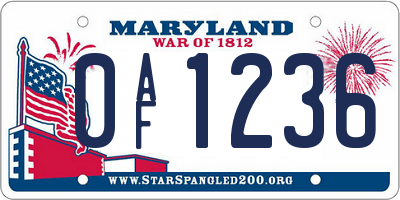 MD license plate 0AF1236