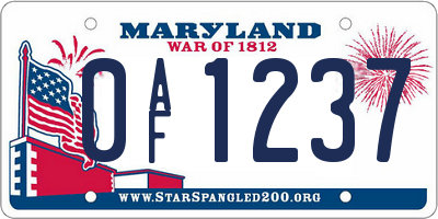 MD license plate 0AF1237