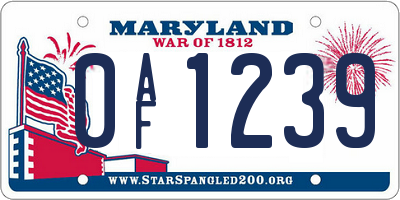 MD license plate 0AF1239