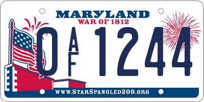 MD license plate 0AF1244