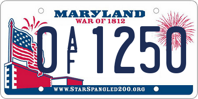 MD license plate 0AF1250