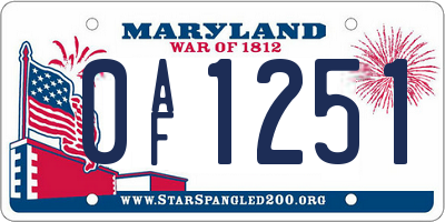 MD license plate 0AF1251