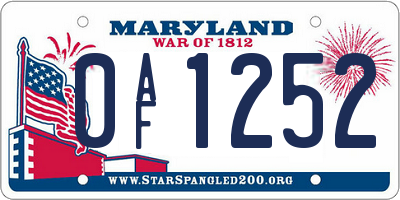 MD license plate 0AF1252