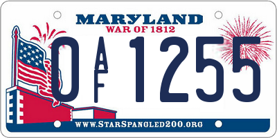 MD license plate 0AF1255