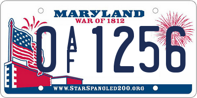 MD license plate 0AF1256