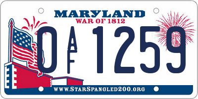 MD license plate 0AF1259