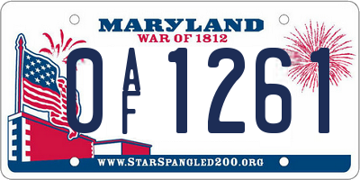 MD license plate 0AF1261
