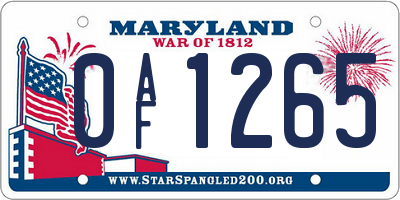 MD license plate 0AF1265