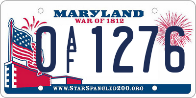 MD license plate 0AF1276
