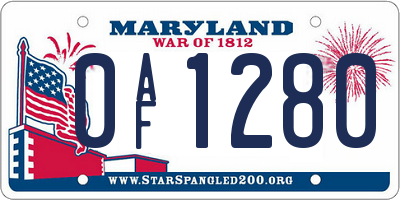 MD license plate 0AF1280