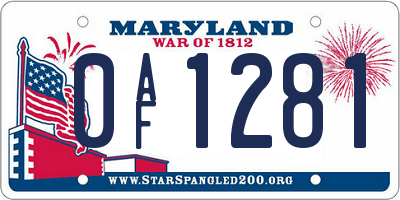 MD license plate 0AF1281