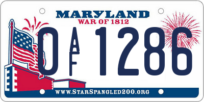 MD license plate 0AF1286