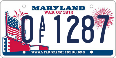MD license plate 0AF1287