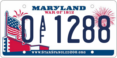MD license plate 0AF1288
