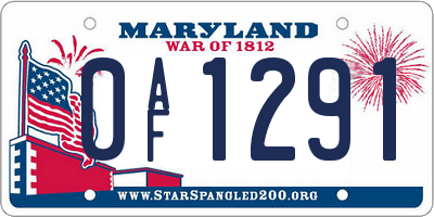MD license plate 0AF1291