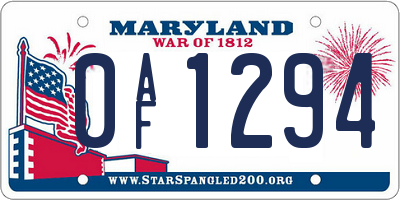 MD license plate 0AF1294