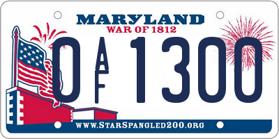 MD license plate 0AF1300