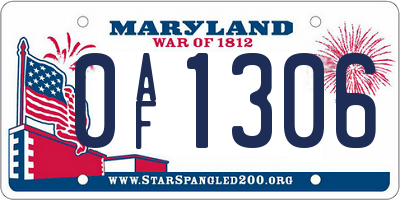 MD license plate 0AF1306