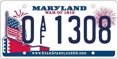 MD license plate 0AF1308