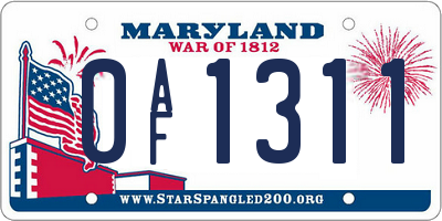 MD license plate 0AF1311