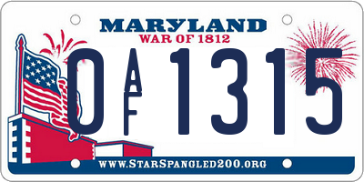 MD license plate 0AF1315