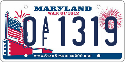 MD license plate 0AF1319