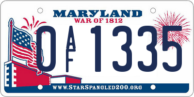 MD license plate 0AF1335