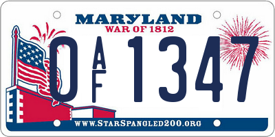 MD license plate 0AF1347