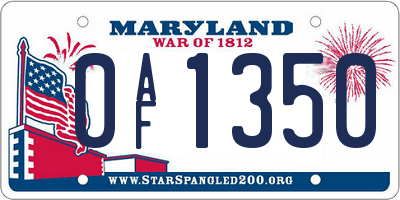 MD license plate 0AF1350
