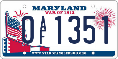 MD license plate 0AF1351